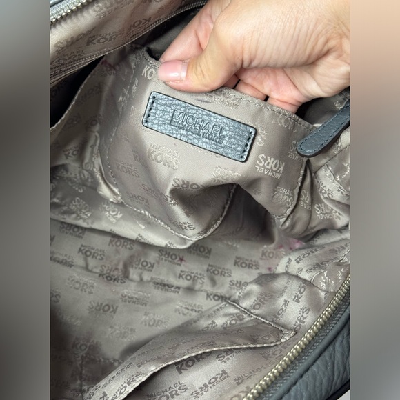 Michael Kors Smoke Gray Leather Convertible Dome Satchel Purse Bag - Picture 13 of 13